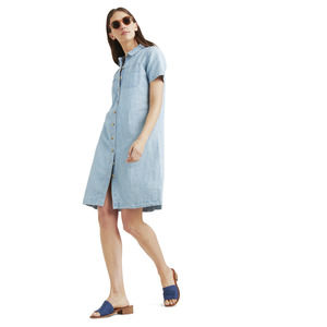 Lucky Brand Button Front Shirt Dress - Blue